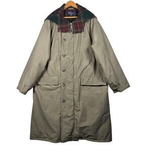 Vintage Polo Ralph Lauren Coat Mens XL Olive Hooded Parka Plaid Wool Cape 90s